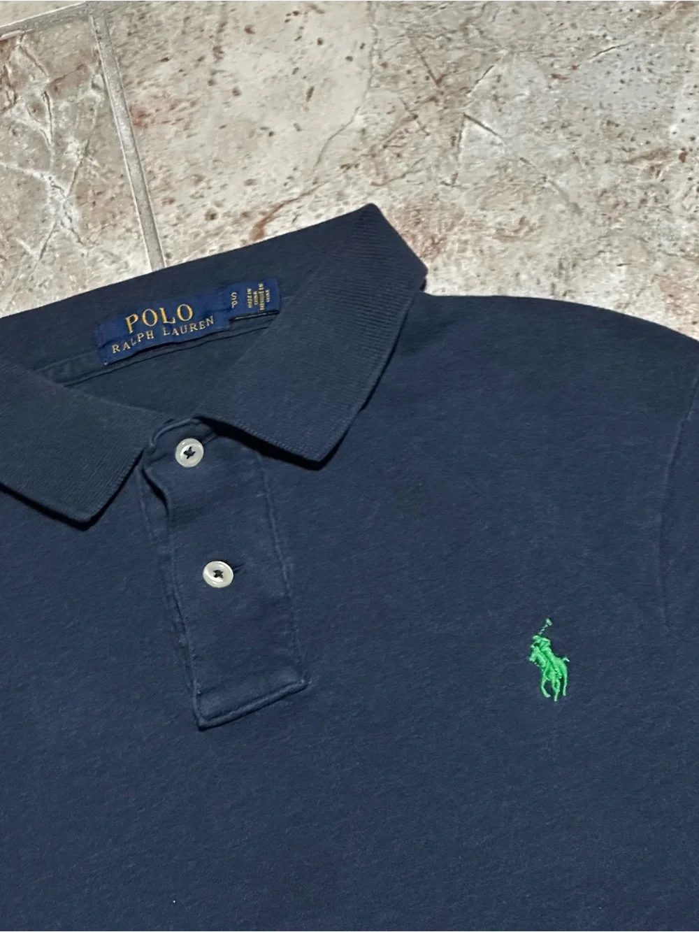 Ralph Lauren Men’s Navy Polo with Green Pony Logo